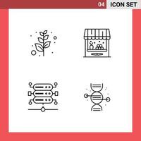 Pack of 4 Modern Filledline Flat Colors Signs and Symbols for Web Print Media such as branch server agriculture ship healthcare Editable Vector Design Elements