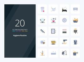 20 Hygiene Routine Flat Color icon for presentation vector