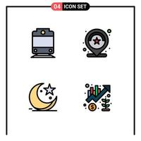 Stock Vector Icon Pack of 4 Line Signs and Symbols for railway star number stars muslims Editable Vector Design Elements