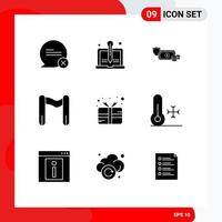 Universal Icon Symbols Group of 9 Modern Solid Glyphs of sport payment writer money finance Editable Vector Design Elements