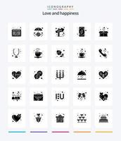 Creative Love 25 Glyph Solid Black icon pack  Such As gift. smart phone. direction. mobile. heart vector