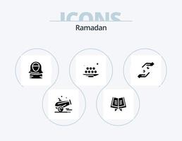 Ramadan Glyph Icon Pack 5 Icon Design. iftar . quran. islam. character vector