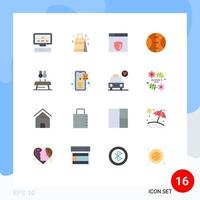 Set of 16 Modern UI Icons Symbols Signs for banking rings security gymnastic exercise Editable Pack of Creative Vector Design Elements