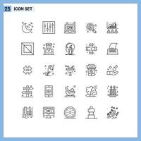 conjunto de 25 iconos de interfaz de usuario modernos signos de símbolos para datos de noticias de índice bursátil boda elementos de diseño vectorial editables vector