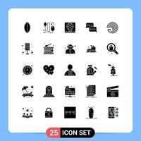 Solid Glyph Pack of 25 Universal Symbols of forecasting message live conversation bubble Editable Vector Design Elements