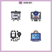 Stock Vector Icon Pack of 4 Line Signs and Symbols for bag tools business doctor computer Editable Vector Design Elements