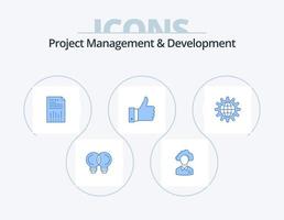 gestión y desarrollo de proyectos paquete de iconos azules 5 diseño de iconos. informe. grafico. gerente. financiero. negocio vector