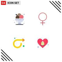 Pack of 4 creative Flat Icons of cafe forward ice cream gender right Editable Vector Design Elements