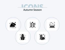 paquete de iconos de glifos de otoño 5 diseño de iconos. otoño. frontera. nube. zona. hoja vector