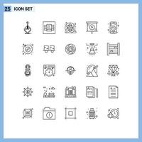 Universal Icon Symbols Group of 25 Modern Lines of gadget presentation film business multimedia Editable Vector Design Elements