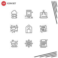 9 iconos creativos signos y símbolos modernos de la tabla de presentación póster medición empresarial elementos de diseño vectorial editables vector