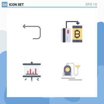 Set of 4 Modern UI Icons Symbols Signs for arrow bar back digital screen Editable Vector Design Elements