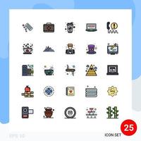 paquete de iconos de vector de stock de 25 signos y símbolos de línea para elementos de diseño de vector editables de computadora de educación de taza de llamada central