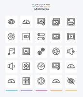 paquete de iconos de contorno multimedia creativo 25 como control. engranaje. álbum. control. cambiar vector