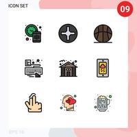 Set of 9 Modern UI Icons Symbols Signs for house attach athletics type hands Editable Vector Design Elements