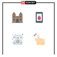 4 Universal Flat Icons Set for Web and Mobile Applications big medical cross cell phone Editable Vector Design Elements