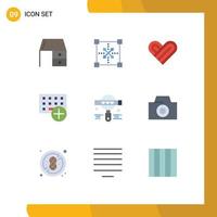 9 User Interface Flat Color Pack of modern Signs and Symbols of hardware devices programing computers valentine Editable Vector Design Elements