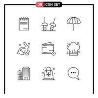 Modern Set of 9 Outlines and symbols such as minus commerce umbrella nature robbit Editable Vector Design Elements