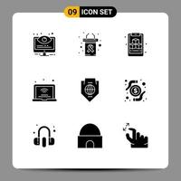 9 Thematic Vector Solid Glyphs and Editable Symbols of access iot cancer day internet of things laptop Editable Vector Design Elements