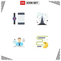 Mobile Interface Flat Icon Set of 4 Pictograms of connect sad ecology sustainable time Editable Vector Design Elements