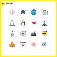 User Interface Pack of 16 Basic Flat Colors of ring diamond hdmi newsletter enewsletter Editable Pack of Creative Vector Design Elements