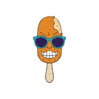Ice cream with glasses and smile, suitable for sticker design and t-shirt design vector