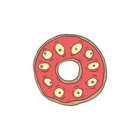 A donut monster with lots of eyes, perfect for sticker design and t-shirt design vector