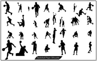 Vector set of Basketball players silhouettes,Vector silhouettes of basketball