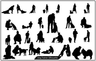 Dog trainer silhouettes set vector