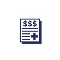 medical bill icon on white vector