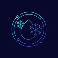 coolant drop line icon with snowflakes, vector