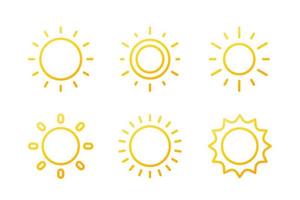 sun line icons set on white vector