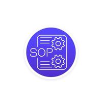 icono de sop, vector lineal de procedimiento operativo estándar