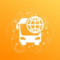 viaje en autobús o icono de recorrido, vector