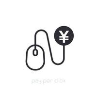 pay per click icon with yuan vector