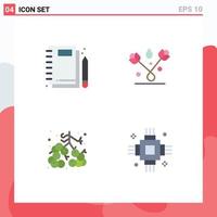 Modern Set of 4 Flat Icons Pictograph of jotter berries stationery easter summer Editable Vector Design Elements
