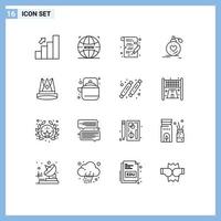 Universal Icon Symbols Group of 16 Modern Outlines of valentine passion web design marriage write Editable Vector Design Elements