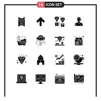 Modern Set of 16 Solid Glyphs and symbols such as referee judge air football parachute Editable Vector Design Elements