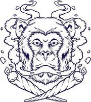 Smoking Monkey silhouette Logo vector