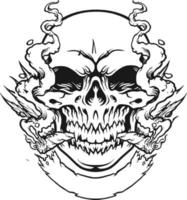 Sugar Skull Smoking Silhouette vector