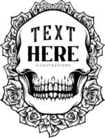 Template Head Skull Editable Text monochrome vector