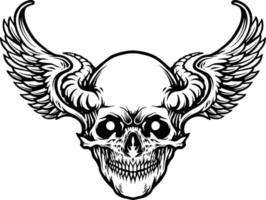 el logotipo del deporte del cráneo del ala esboza ilustraciones vectoriales para su logotipo de trabajo, camiseta de mercadería de mascota, diseños de pegatinas y etiquetas, afiche, tarjetas de felicitación que anuncian empresas comerciales o marcas. vector