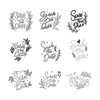 lettering save the date with leaf vector illustration