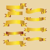 Gold Ribbons Banners collection vector