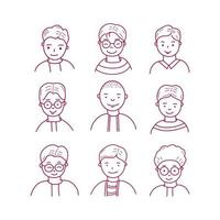 man people avatar vector illustration line art