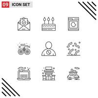 Editable Vector Line Pack of 9 Simple Outlines of blocked game party device clean Editable Vector Design Elements