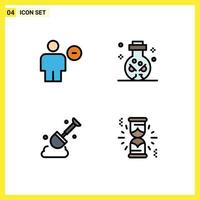 Pictogram Set of 4 Simple Filledline Flat Colors of avatar construction human magic tool Editable Vector Design Elements