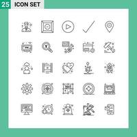 Modern Set of 25 Lines and symbols such as pm pin check marker location Editable Vector Design Elements