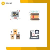 4 Universal Flat Icon Signs Symbols of photography logistic video glasses packaging Editable Vector Design Elements