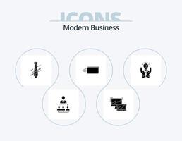 Modern Business Glyph Icon Pack 5 Icon Design. flow. dollar. macbook. interview. dress vector